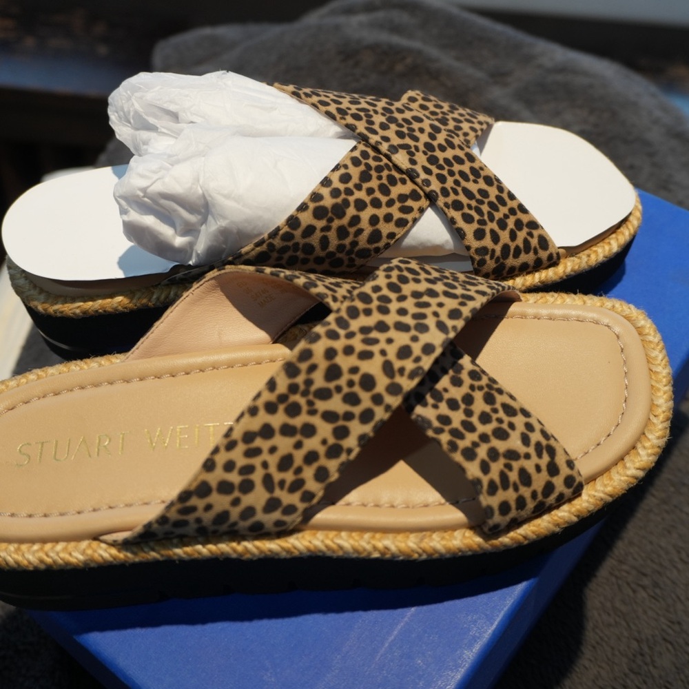 STUART WEITZMAN
Roza Lift Slide Sandal In Cheetah Suede 5.5 NWT - Picture 7 of 8